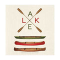 Lake with Paddles & Canoes Swedish Dishcloth