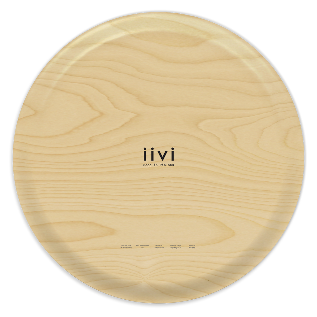 Leaf Blue Round Serving Tray — Sirpa Cowell