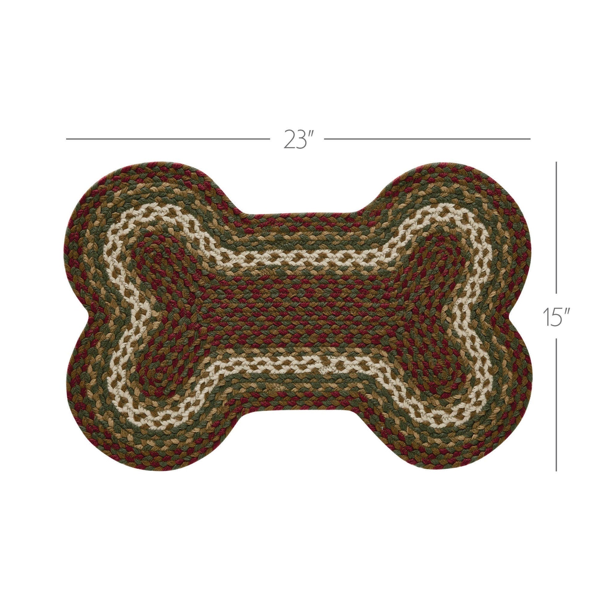 Dog bone-shaped mat with dimensions on a white background
