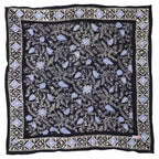 Large Wild Rag Batik Bandana Blue Navy Foliage