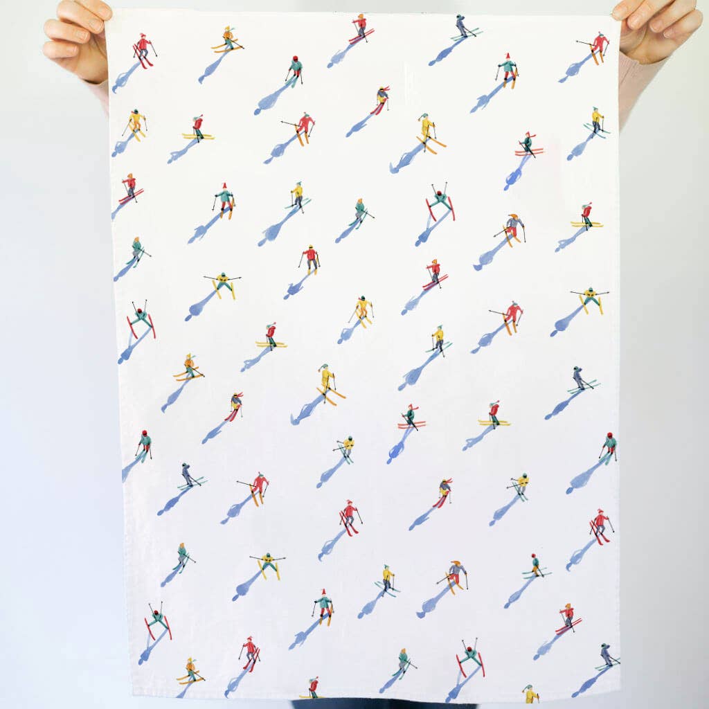 Skiers Tea Towel | Apres Ski Winter Holiday Kitchen Towel