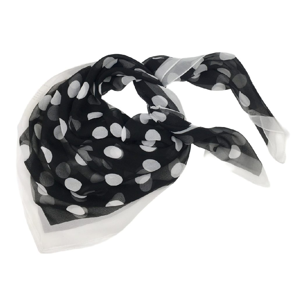 Vintage Polka Dot Soft Square Scarf: Black