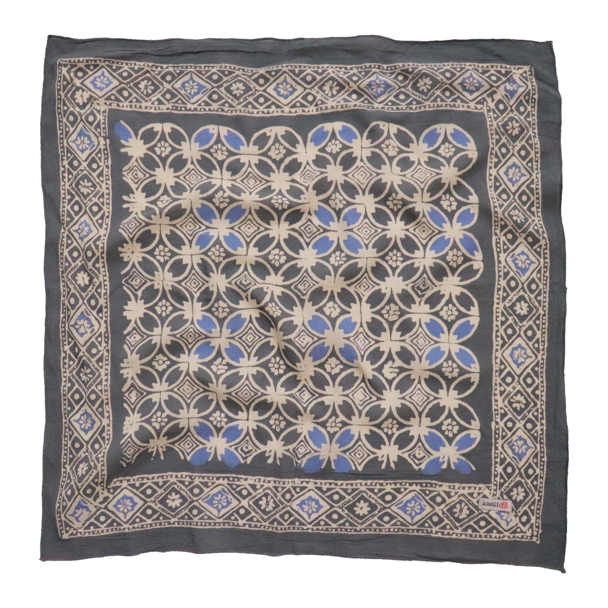 Batik Bandana – Charcoal Gray | Kawung Pattern