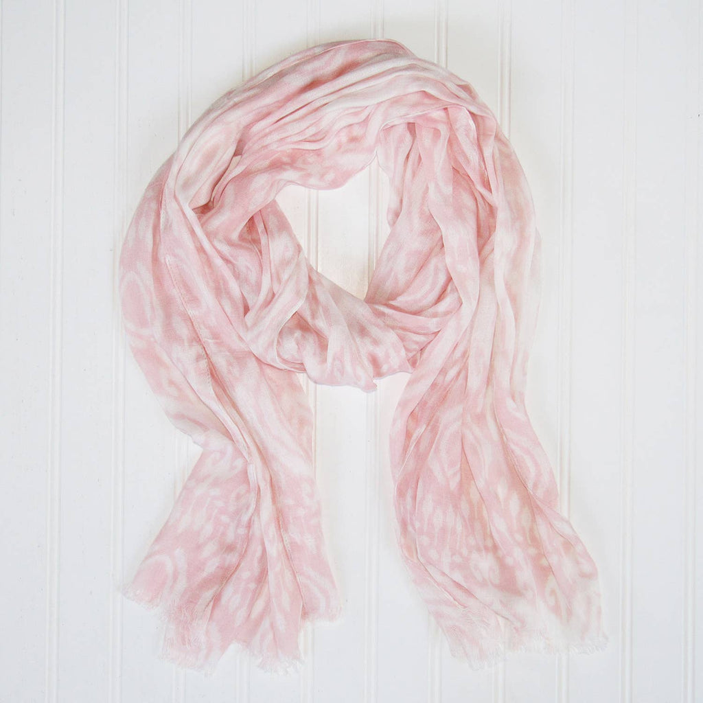 Pure Viscose Makahla Spring Feathered Edge Scarf for Women: Light Pink