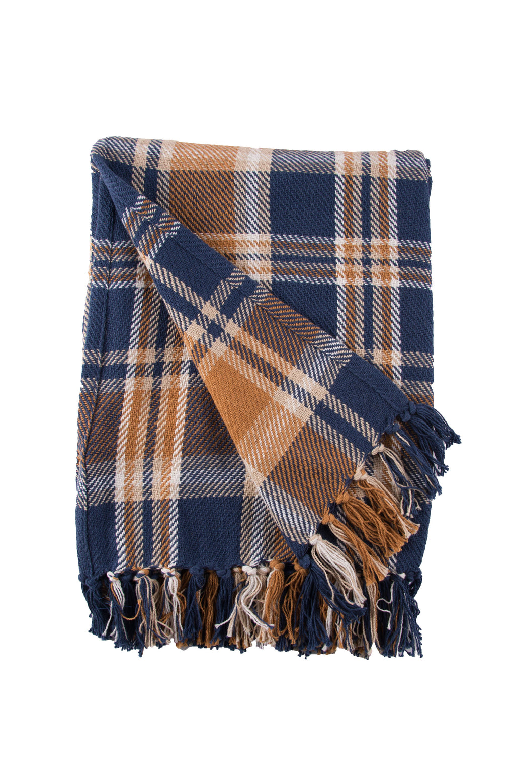 Navy & Gold Plaid Throw Blanket