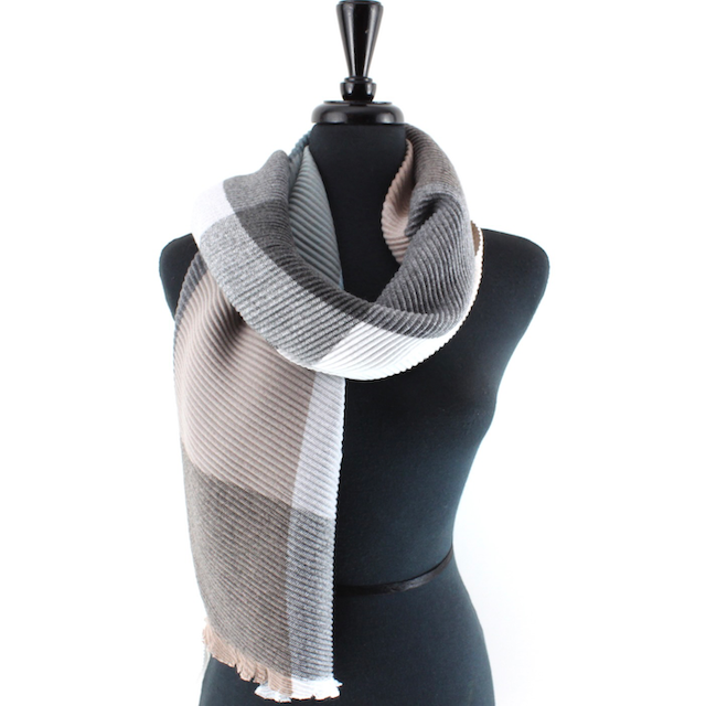 White/Black/Beige Merrymaking Pleated Scarf