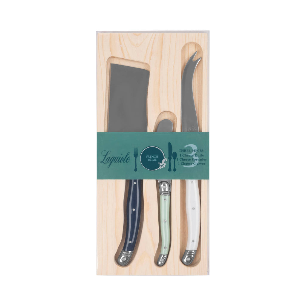 French Home Laguiole Set of 3 Cheese Knives - Sea Salt
