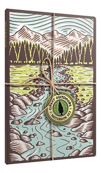 Notebook with nature-themed design and 'Great Outdoors' label