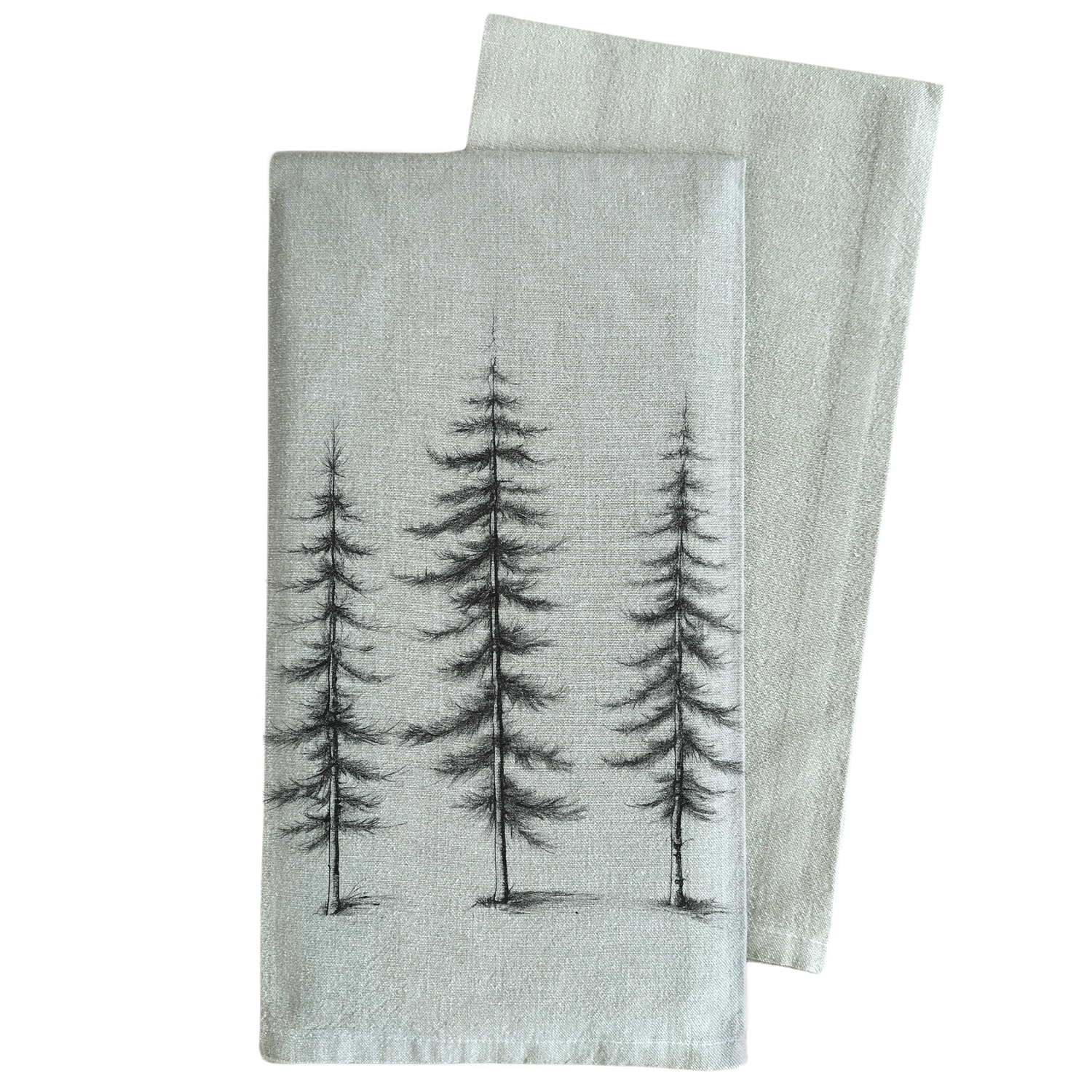 Tree Trio Tea Towel: White