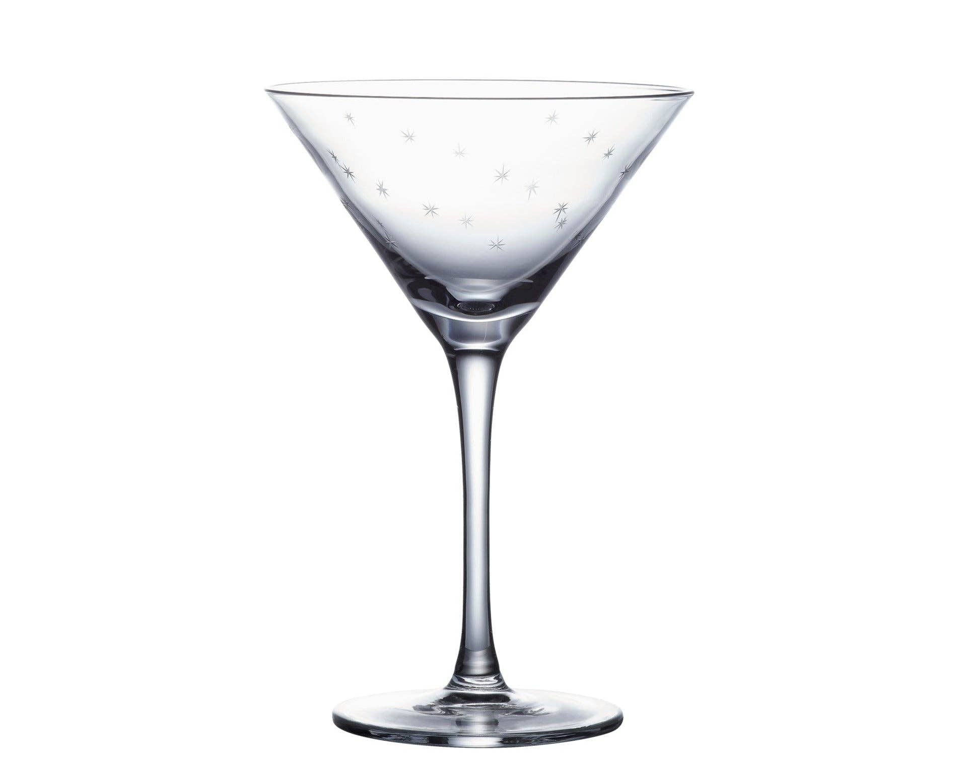 Crystal Martini Glass with Stars Design | Single