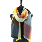 Orange/black/teal Merrymaking Pleated Scarf