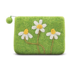 Needle Daisy Flowers Coin Purse: Green