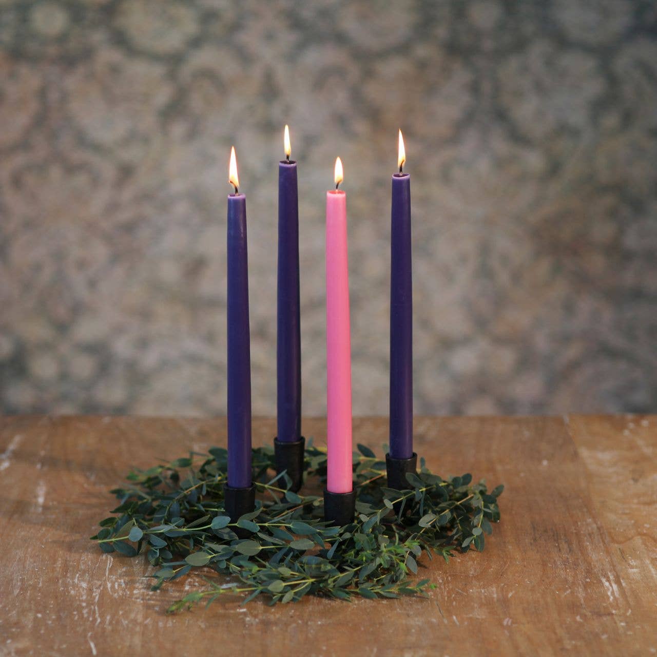 Advent Taper Candles – 12" Hand-Dipped 100% Pure Beeswax | Set of 4
