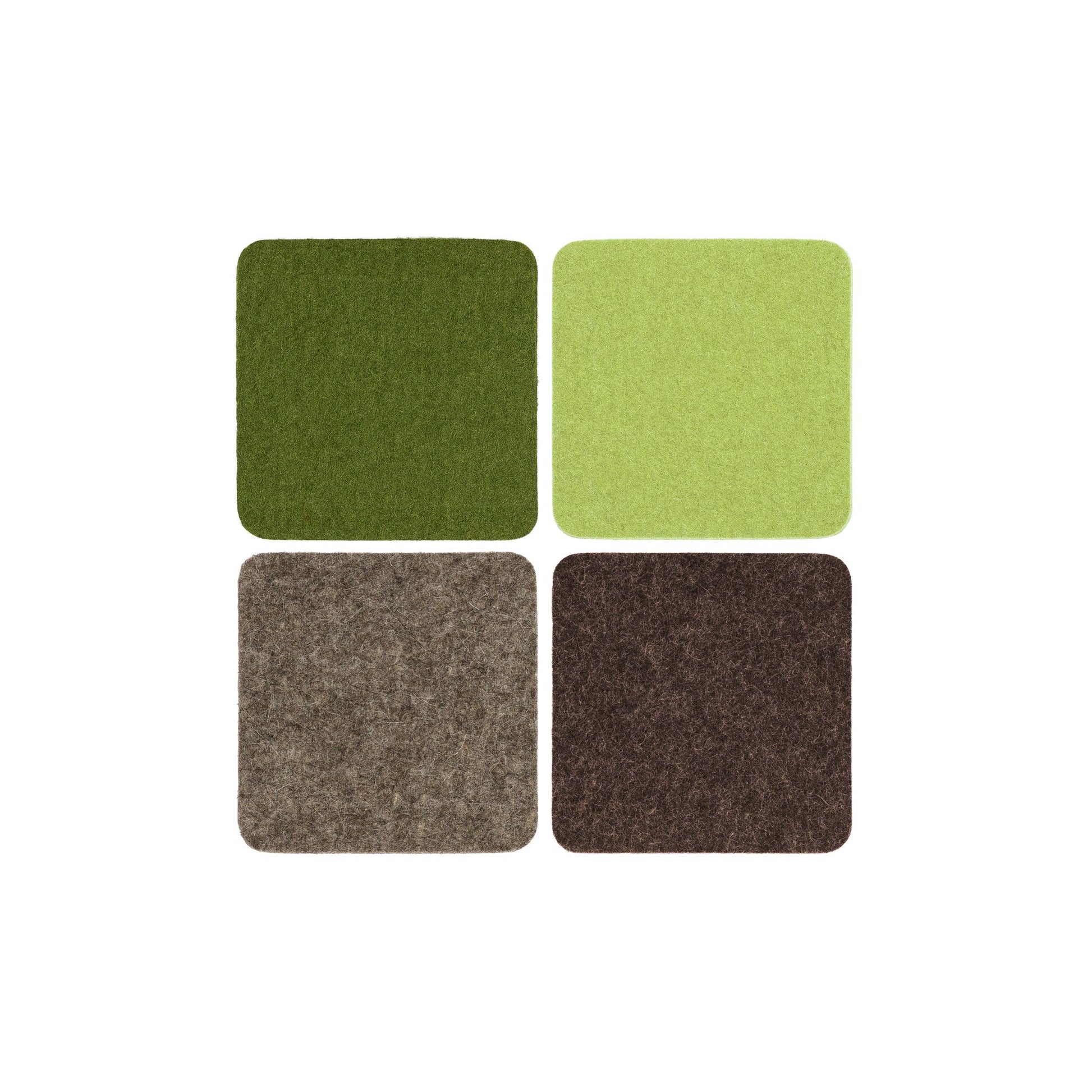 Bierfilzl Merino Wool Square Coasters – Forest | Set of 4