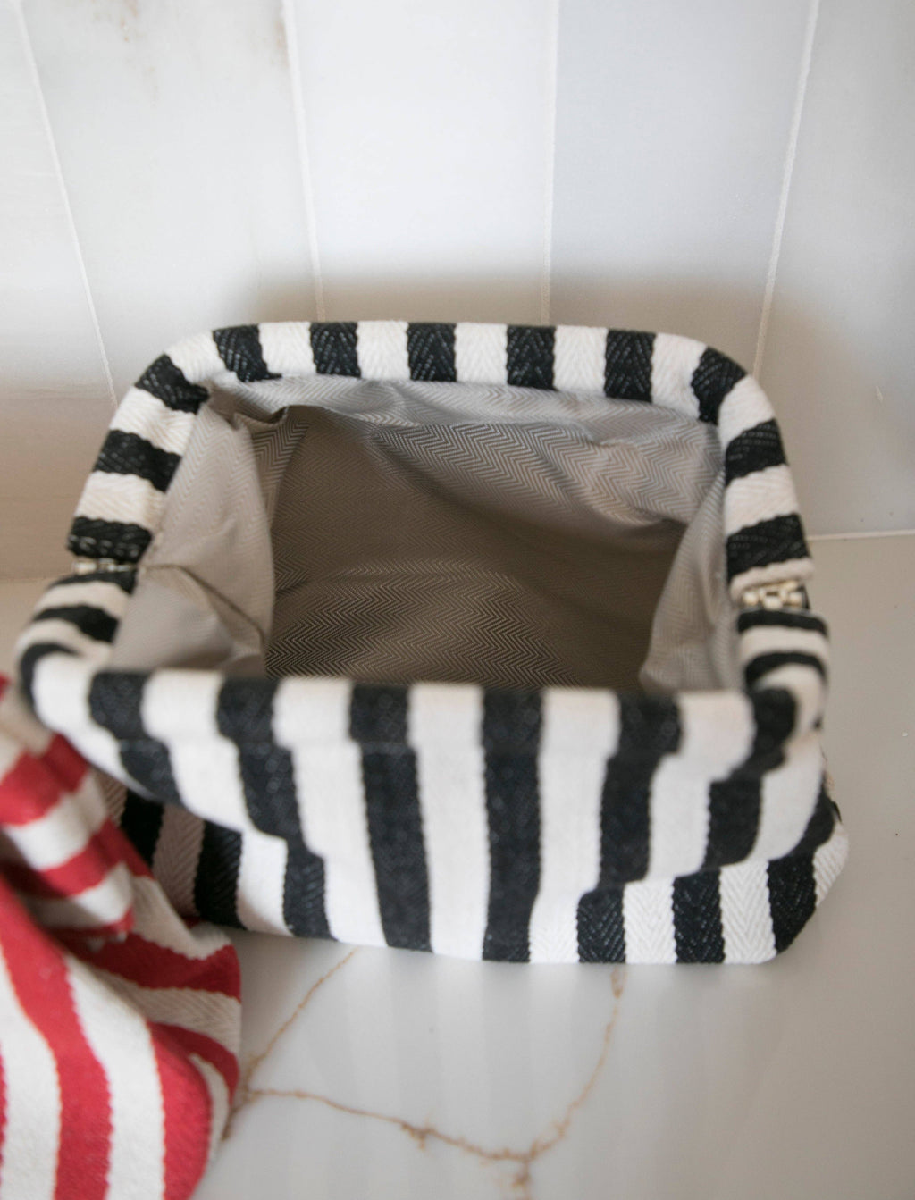 Navy Striped Makeup Pouch