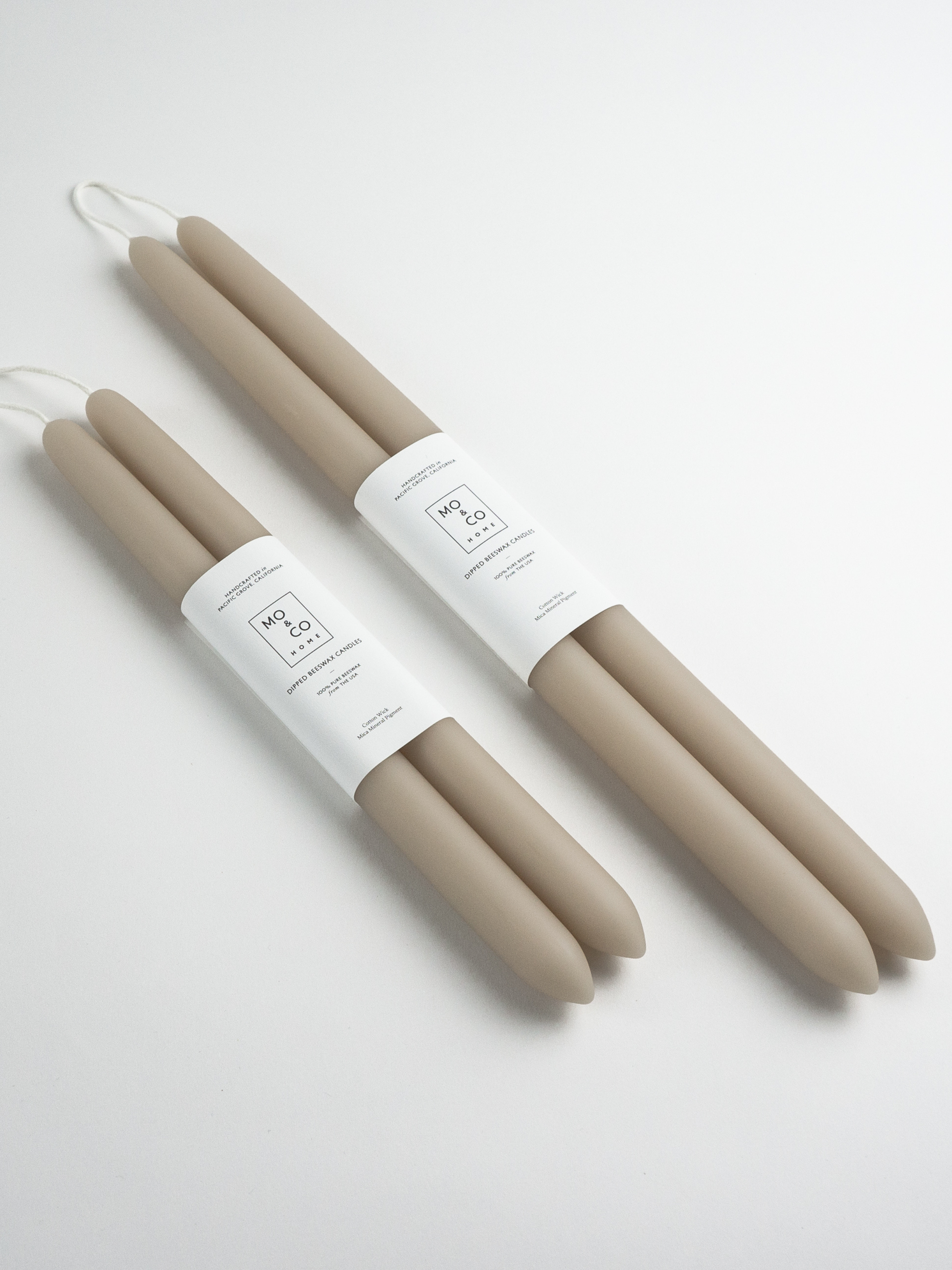 Clay | Dipped Beeswax Taper Candles – 14” | Pair
