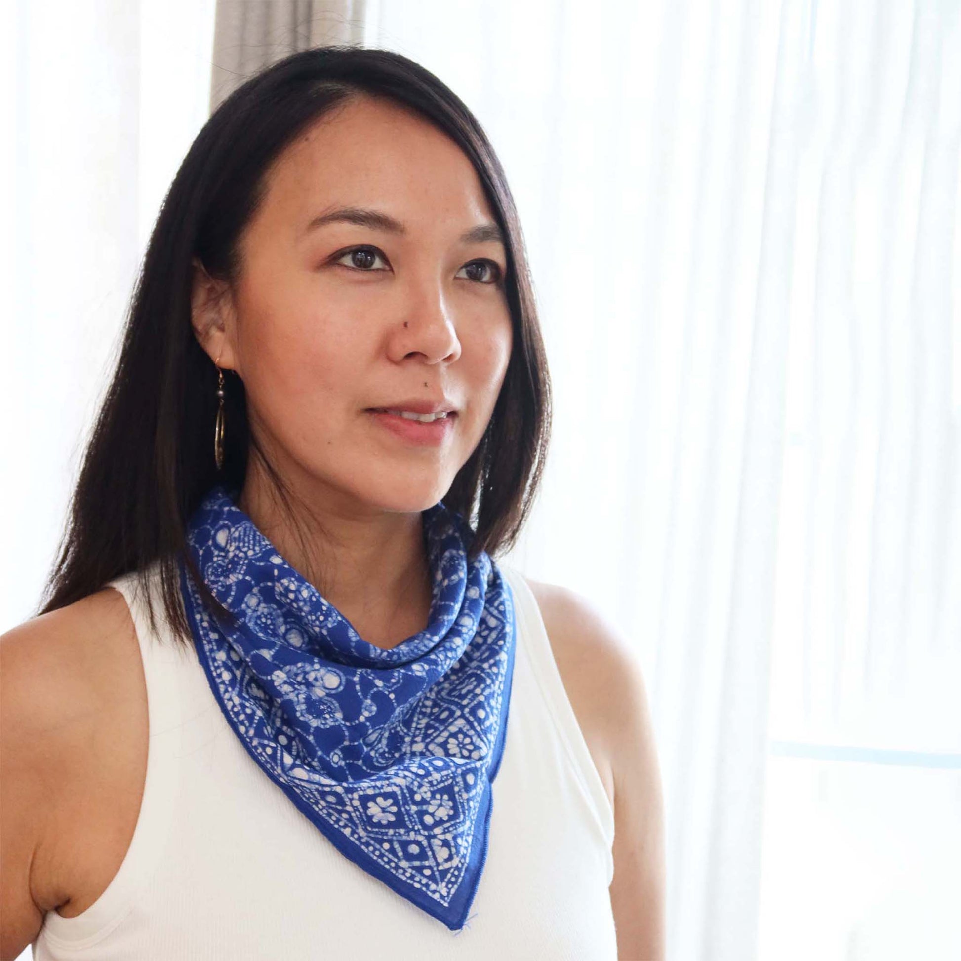 Batik Bandana – Blue White | Boulder Pattern