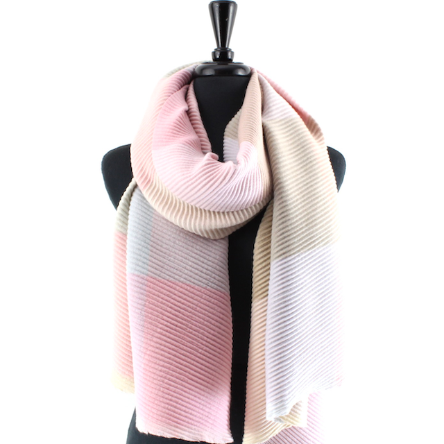 WHT/PK/BLK Merrymaking Pleated Scarf
