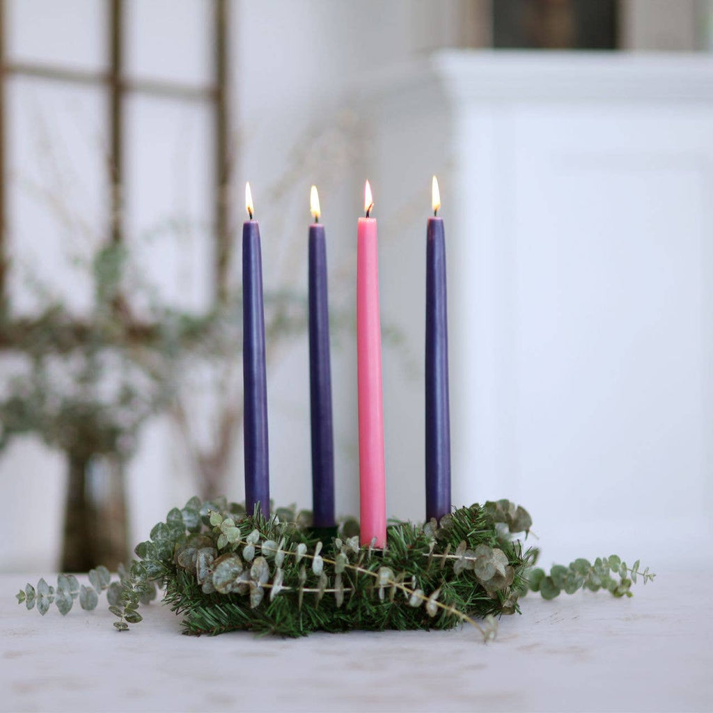 Advent Taper Candles – 12" Hand-Dipped 100% Pure Beeswax | Set of 4