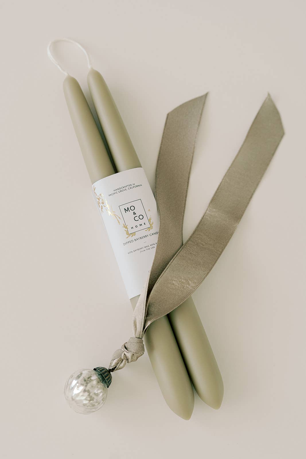 Bayberry | Dipped Beeswax Taper Candles – 10” | Pair