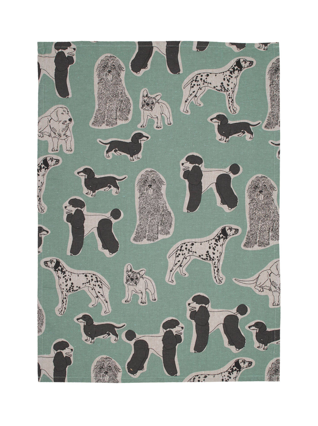 Tea Towel set/2 Dog Print- Aqua Storm