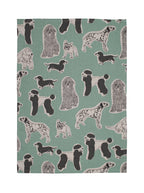 Tea Towel set/2 Dog Print- Aqua Storm