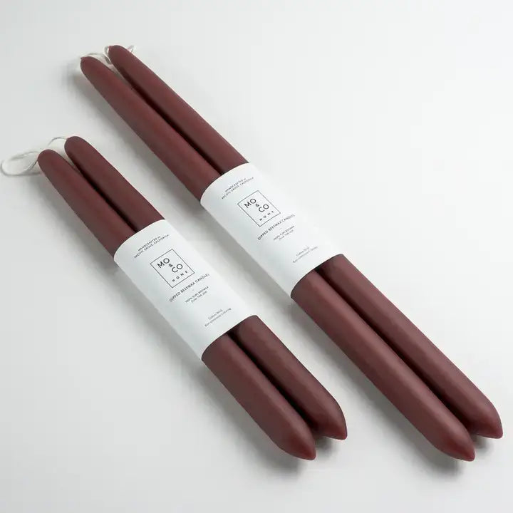 Berry Red | Dipped Beeswax Taper Candles – 14” | Pair