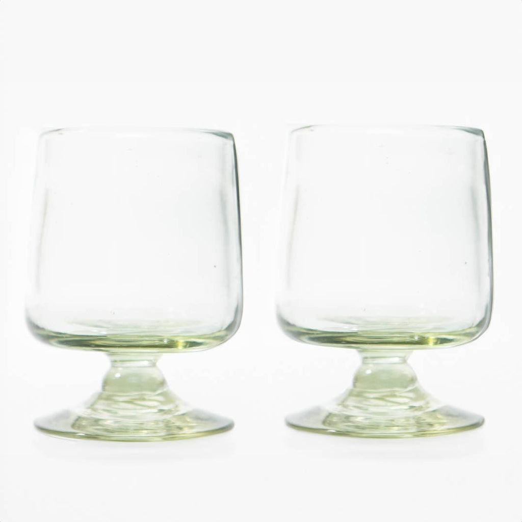 Handblown Short Stemmed Wine Glass | Artisan Etched Clear Glass | 7.5oz