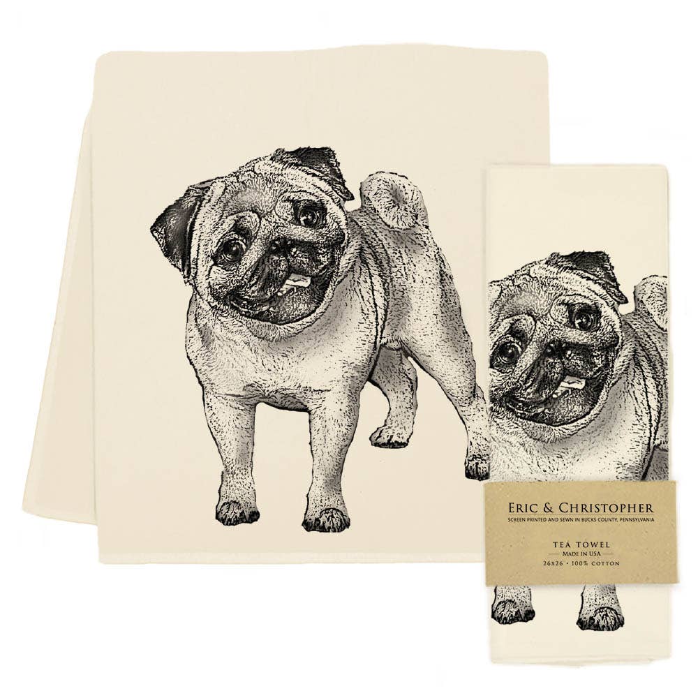Pug Tea Towel