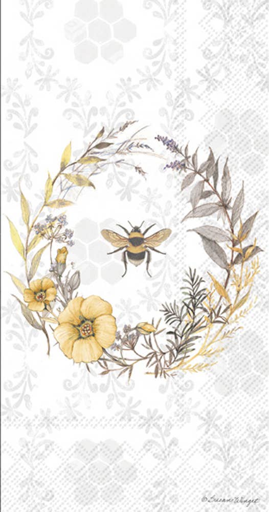 Bee Wildflower Wreath Paper Guest Towels — Set of 16