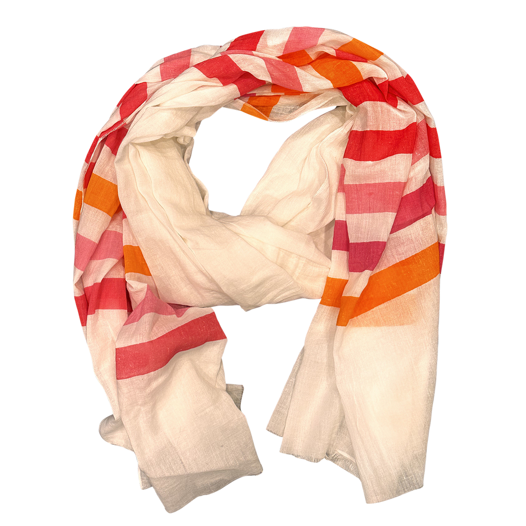 Brilliant Stripes Lightweight Pure Cotton Scarf for Women