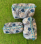 Small - Cosmetic Bag Quilted Cotton Travel Bag