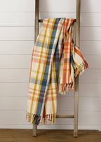Brushed Cotton Flannel Throw - Navy, Rust, Mustard (PC)