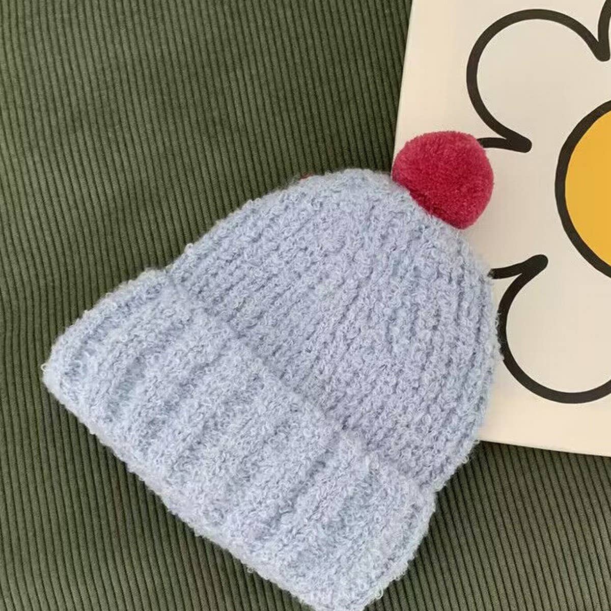 BLUE CHILDREN'S COLORFUL BALL SOFT KNITTED HAT_(OS)