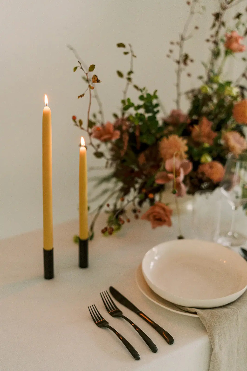 Berry Red | Dipped Beeswax Taper Candles – 14” | Pair