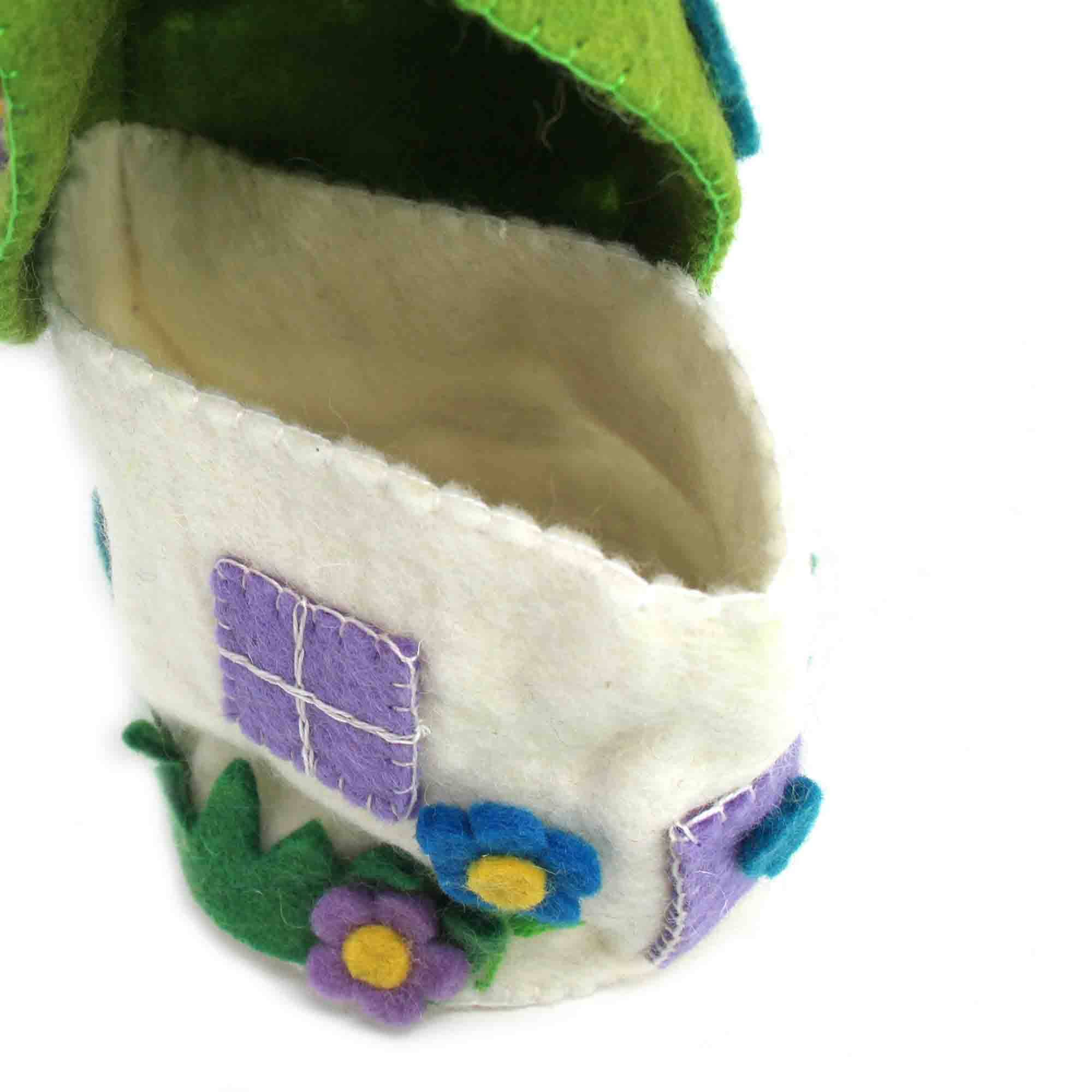 Blue Flower Felt Fairy House