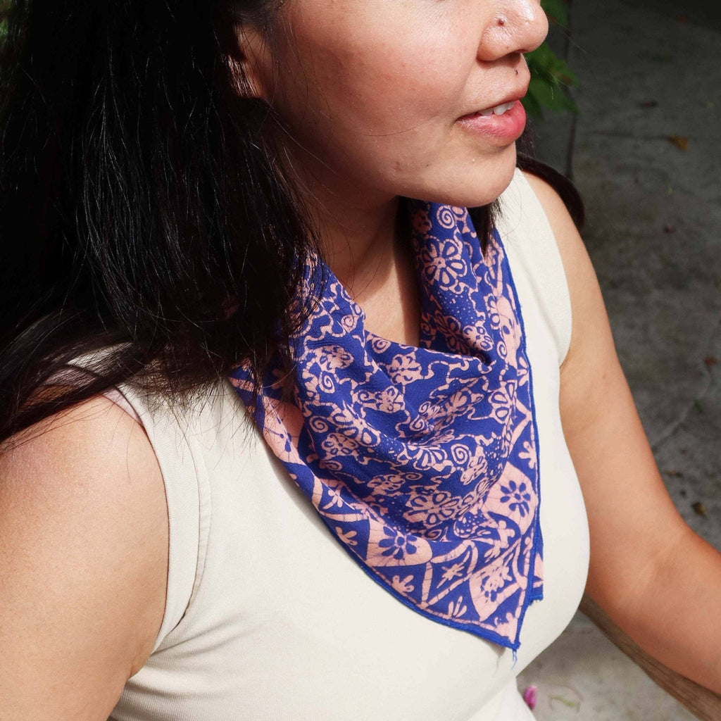 Batik Bandana – Pink Blue | Mangosteen Pattern