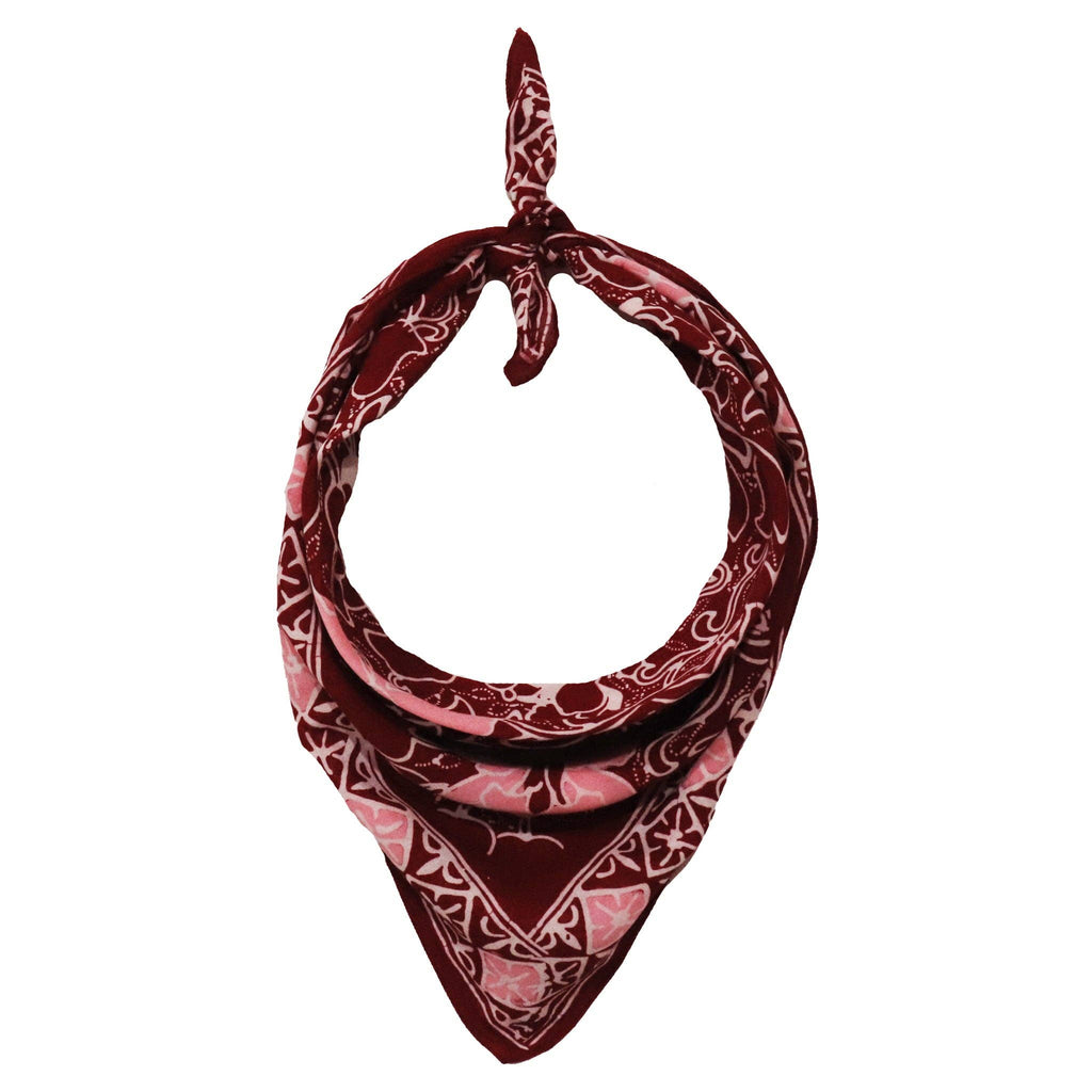 Ruby Bloom Batik Bandana — Red & Pink