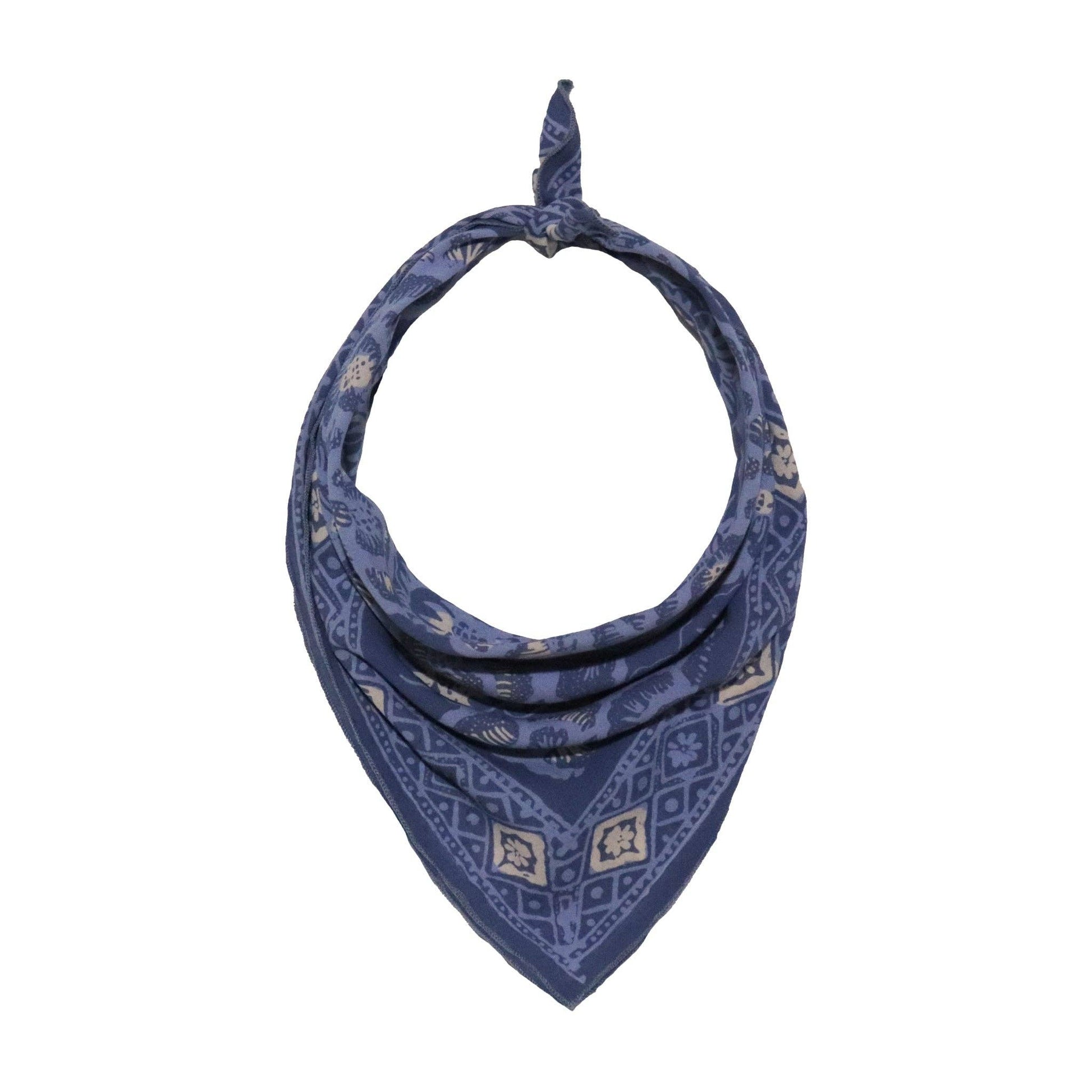 Batik Bandana – Blue Roses | Parang Kawung Pattern