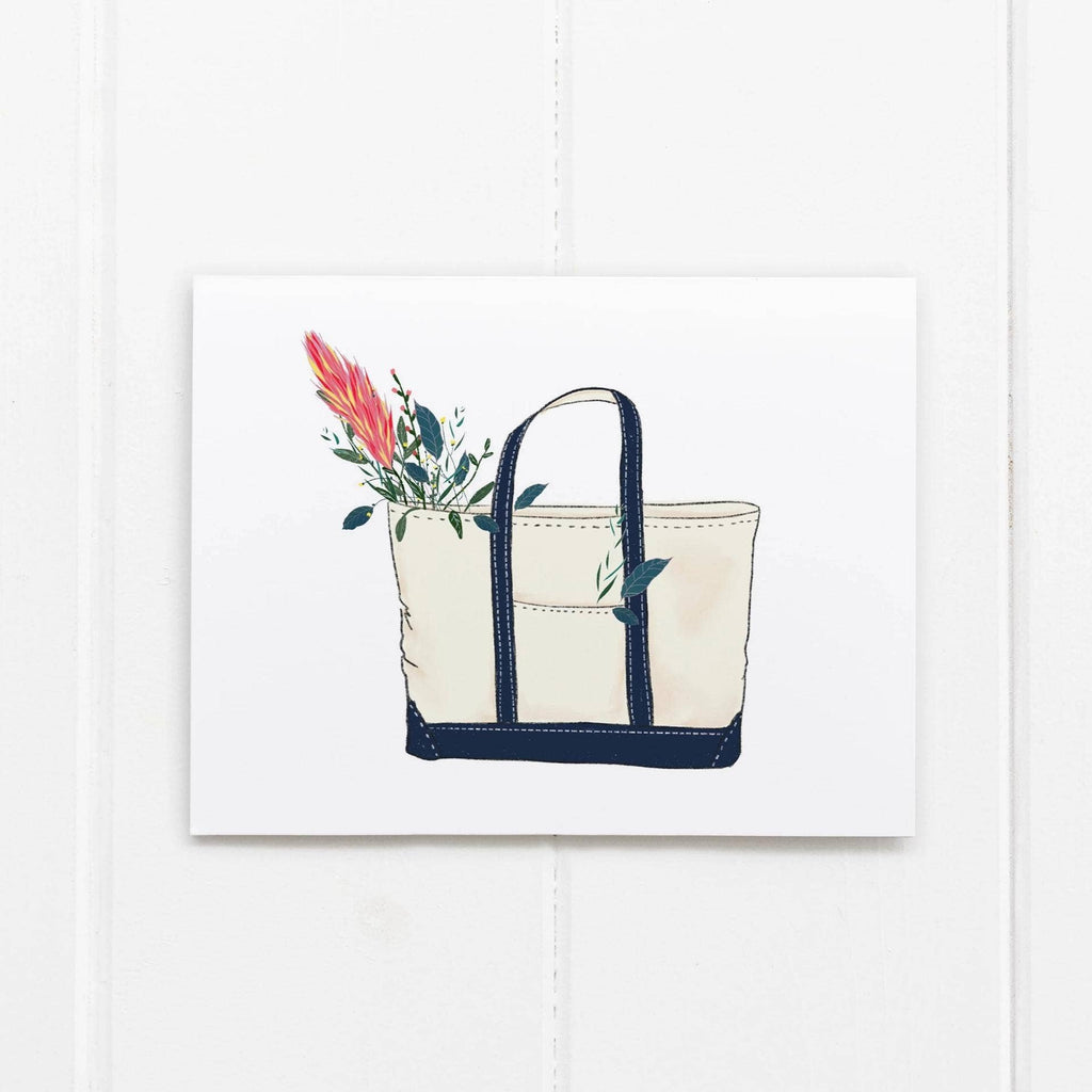 Tote Bag With Flowers Greeting Card