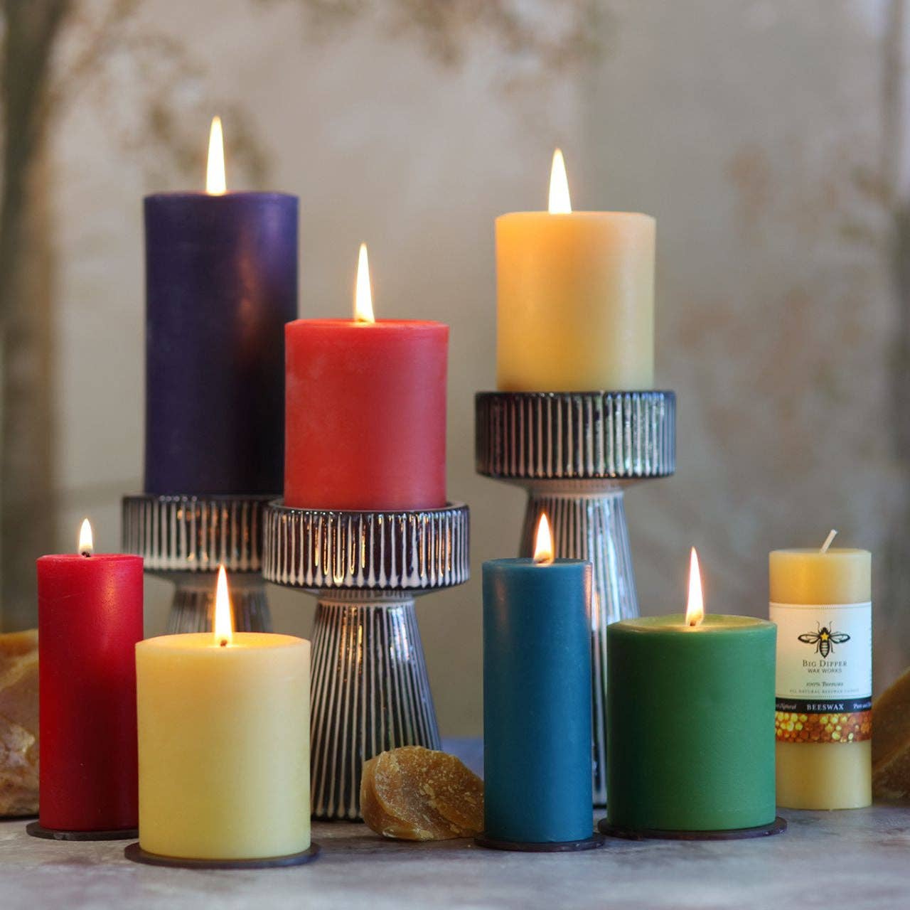 Pure Beeswax Pillar Candles | 3 Sizes