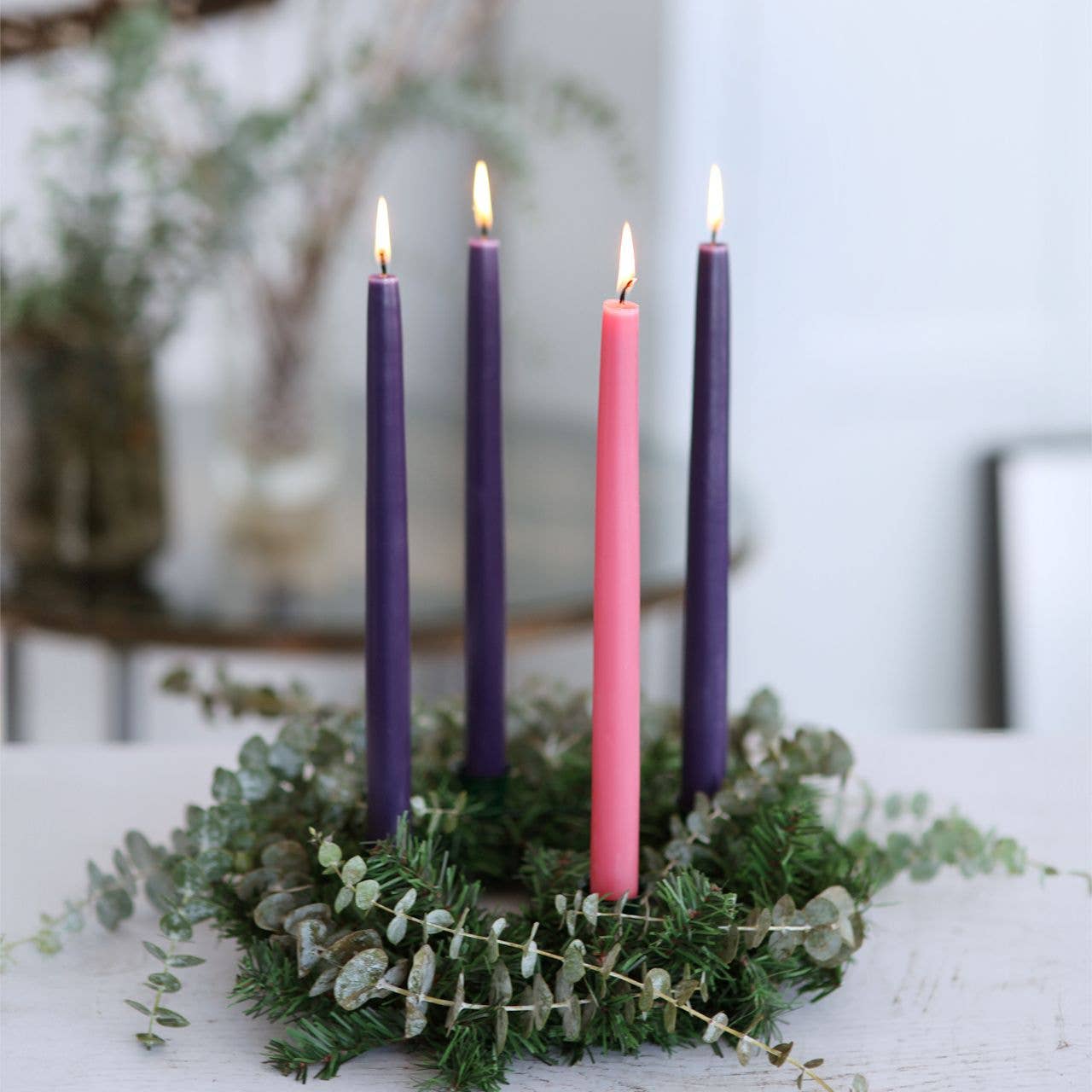Advent Taper Candles – 12" Hand-Dipped 100% Pure Beeswax | Set of 4