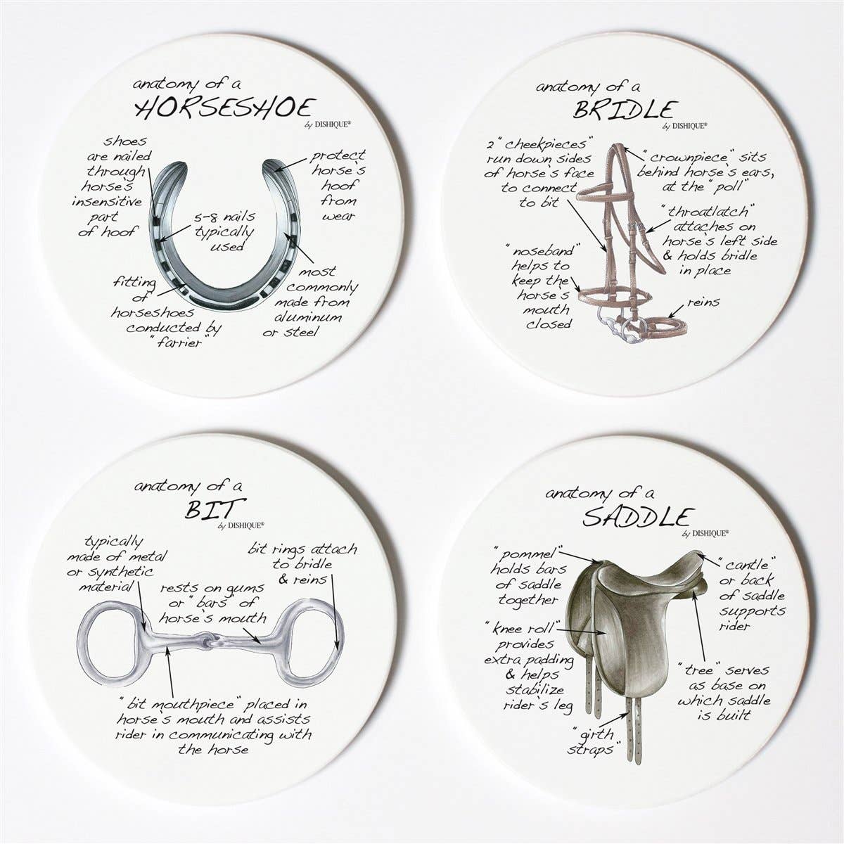 Equestrian Tack Anatomy Coasters