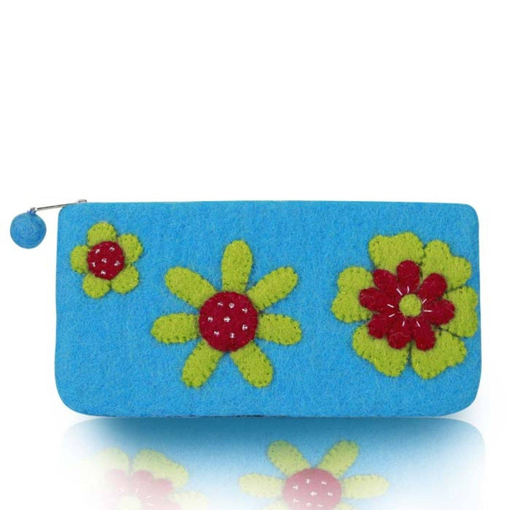 Purple Three Flowers Attached Pencil Case