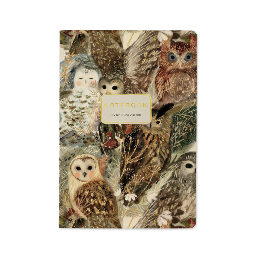 Notebook with owl design on a white background
