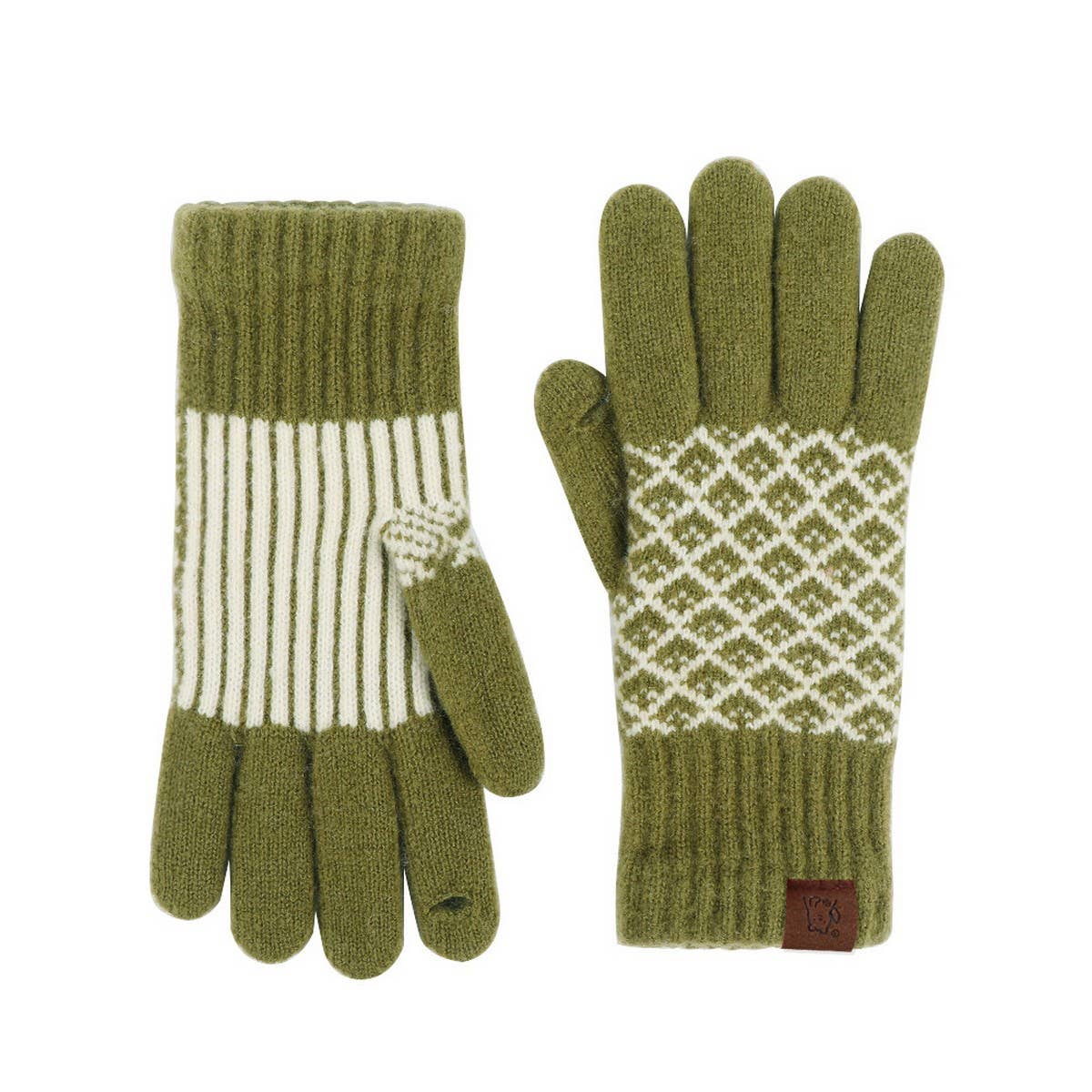 Khaki Knit Gloves – (OS)