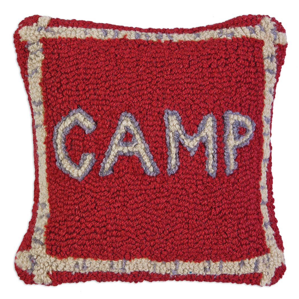 Camp – Hand Hooked Wool Throw Pillow | 14" x 14"