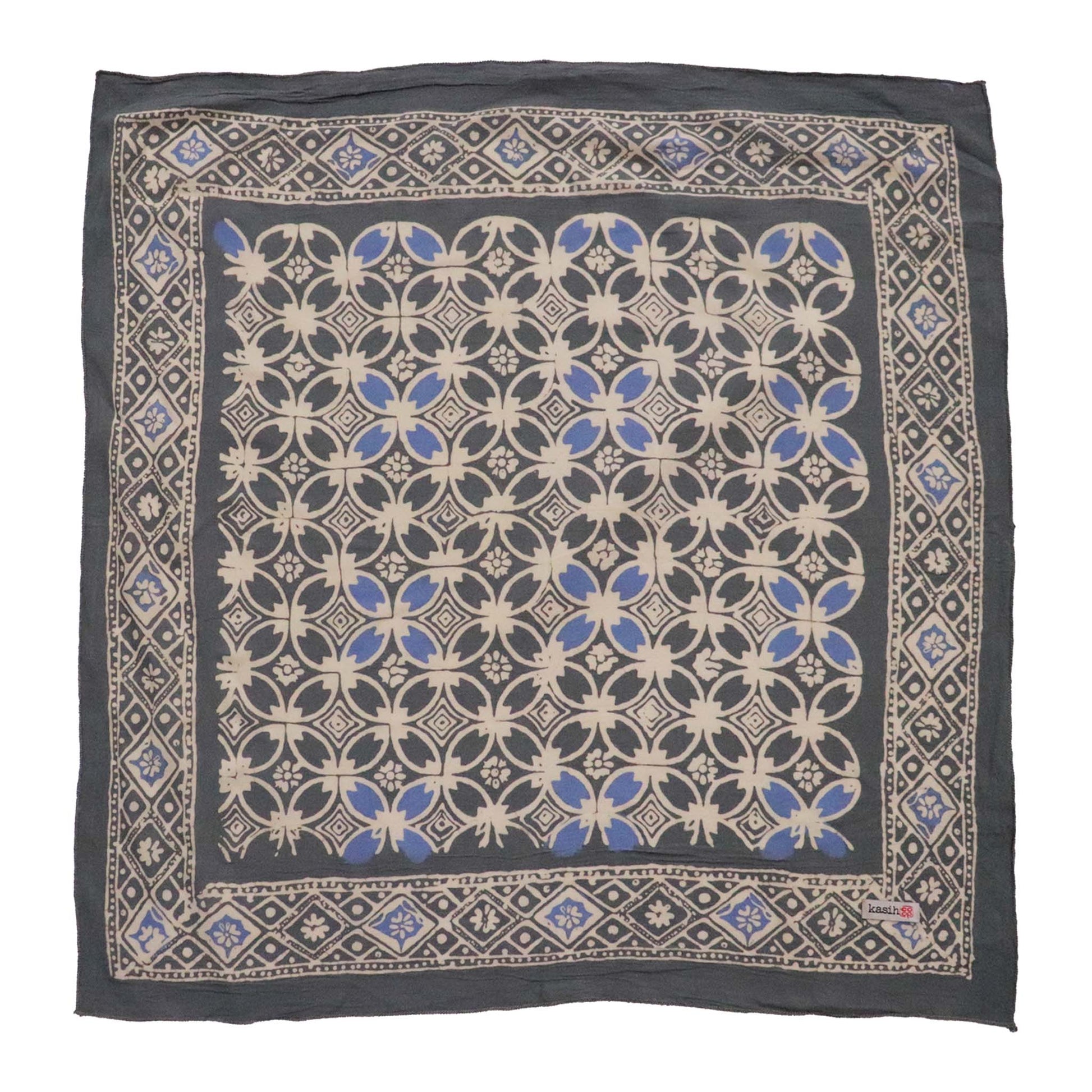 Batik Bandana – Charcoal Gray | Kawung Pattern
