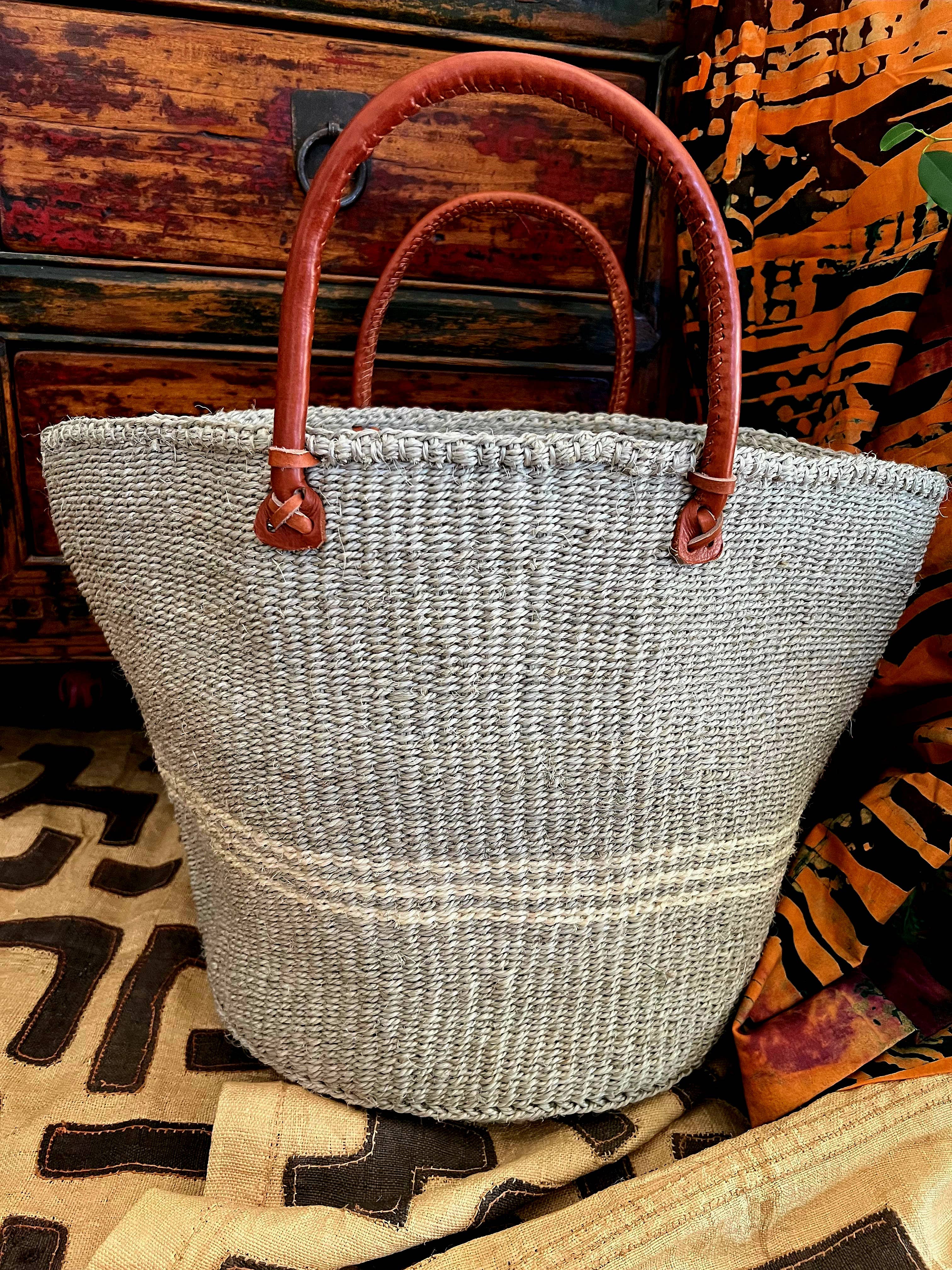 Gray/WhiteTrim Satchel Tote