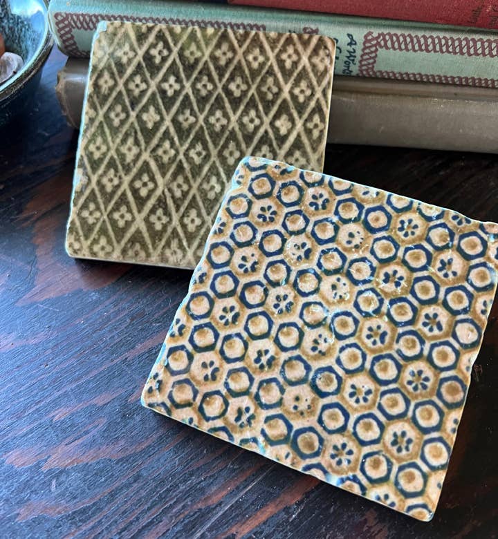 Sepia Antique Book Cover Stone Coaster | Single
